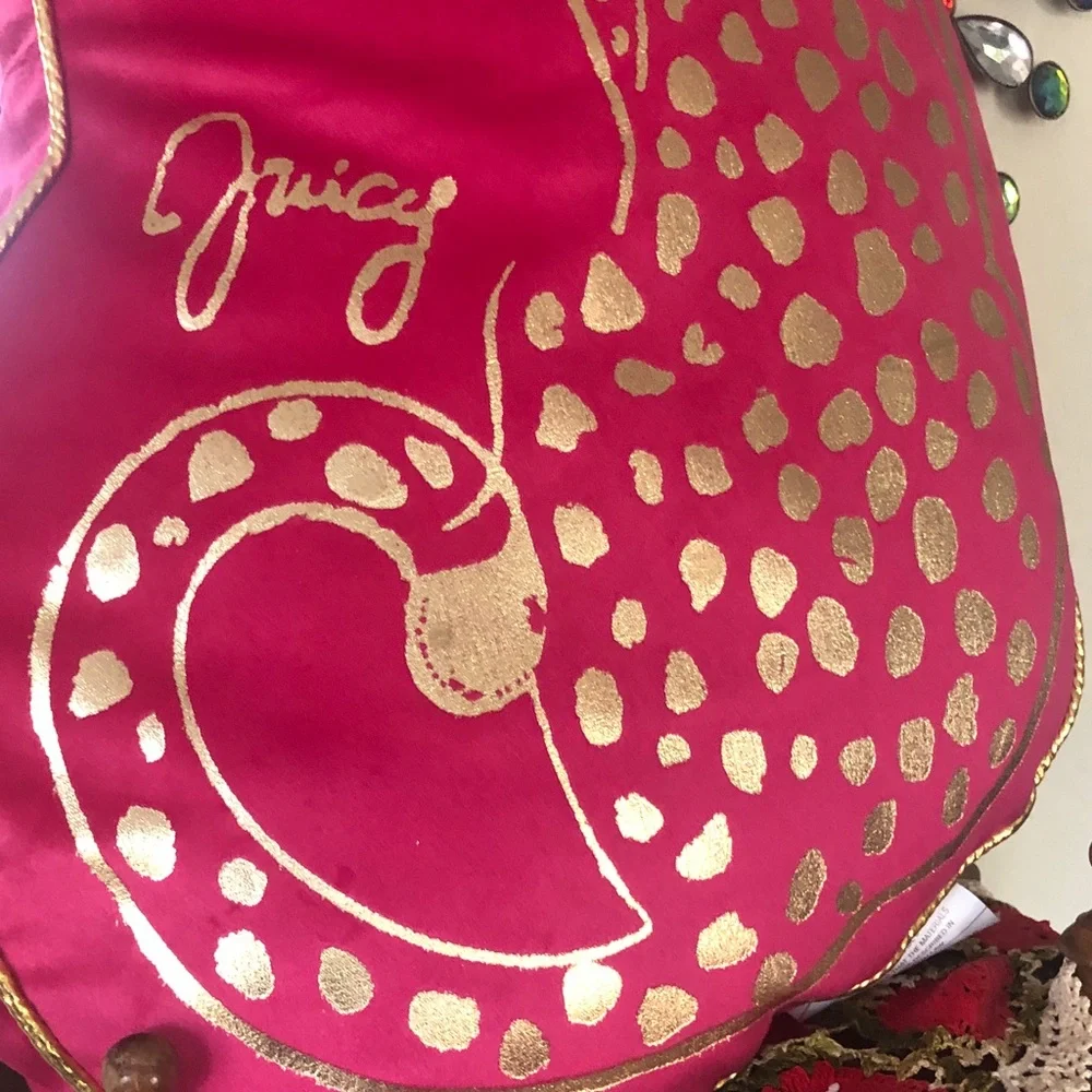 NWT Juicy Couture Hot Pink & Gold Leopard Heart Accent Pillow